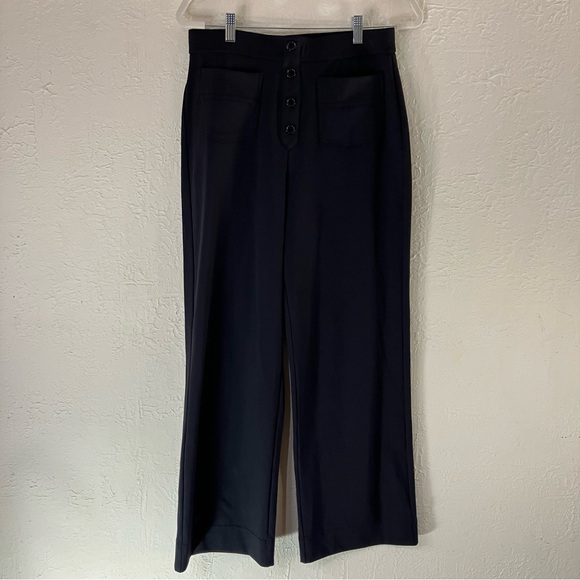 Halara High Waisted Button Multiple Pockets Straight Leg Casual Pants in Black. - Picture 2 of 9